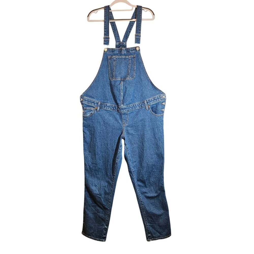 Isabel Denim Bib Overalls Adjustable Straps Womens L Pockets Classic Blue retro